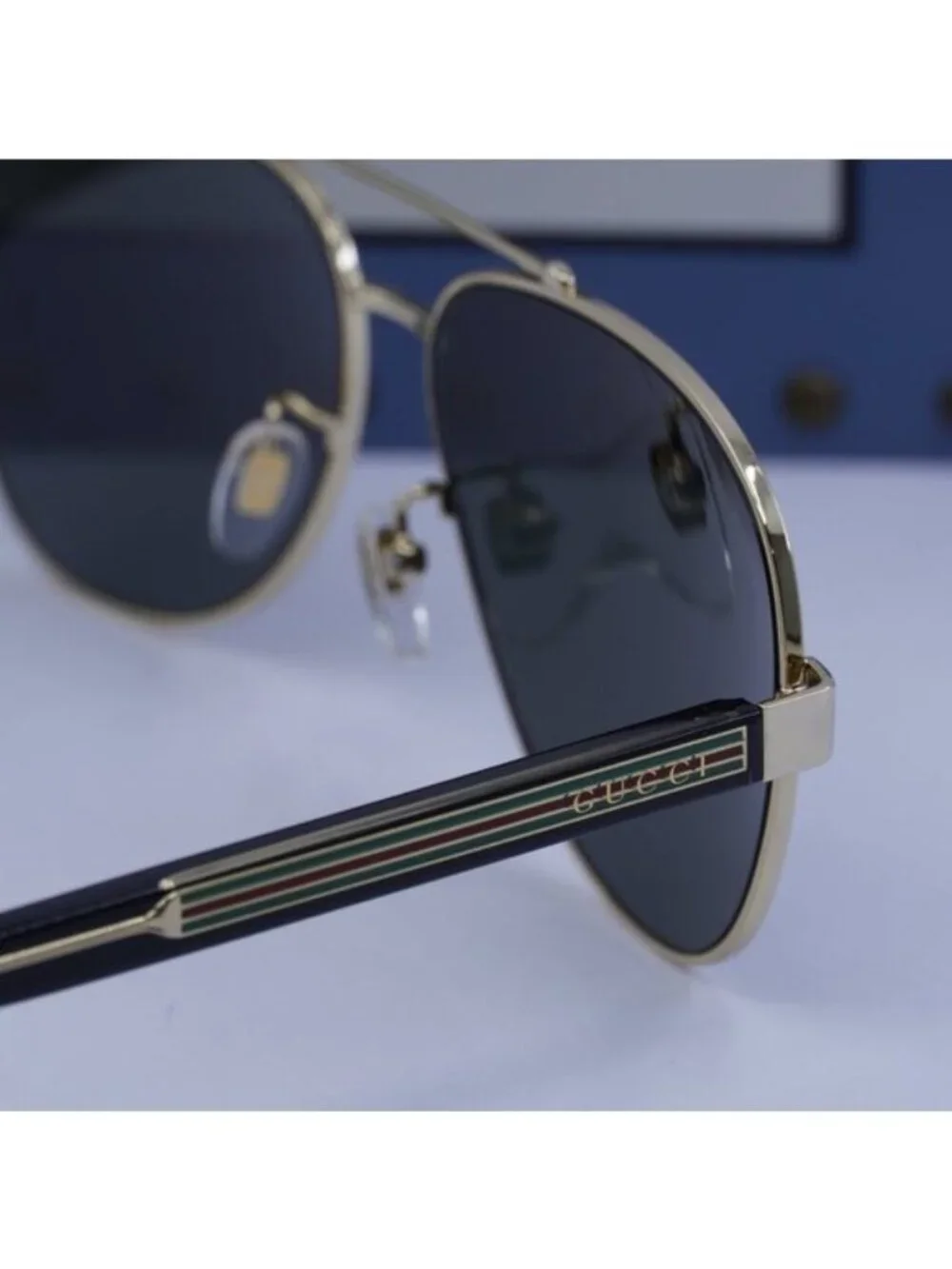 Gucci GG0528S 006 Aviator Sunglasses – Gold\Grey